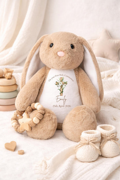 Personalised First Holy Communion Bunny | Communion Teddy Bear | Custom Name Plush Keepsake