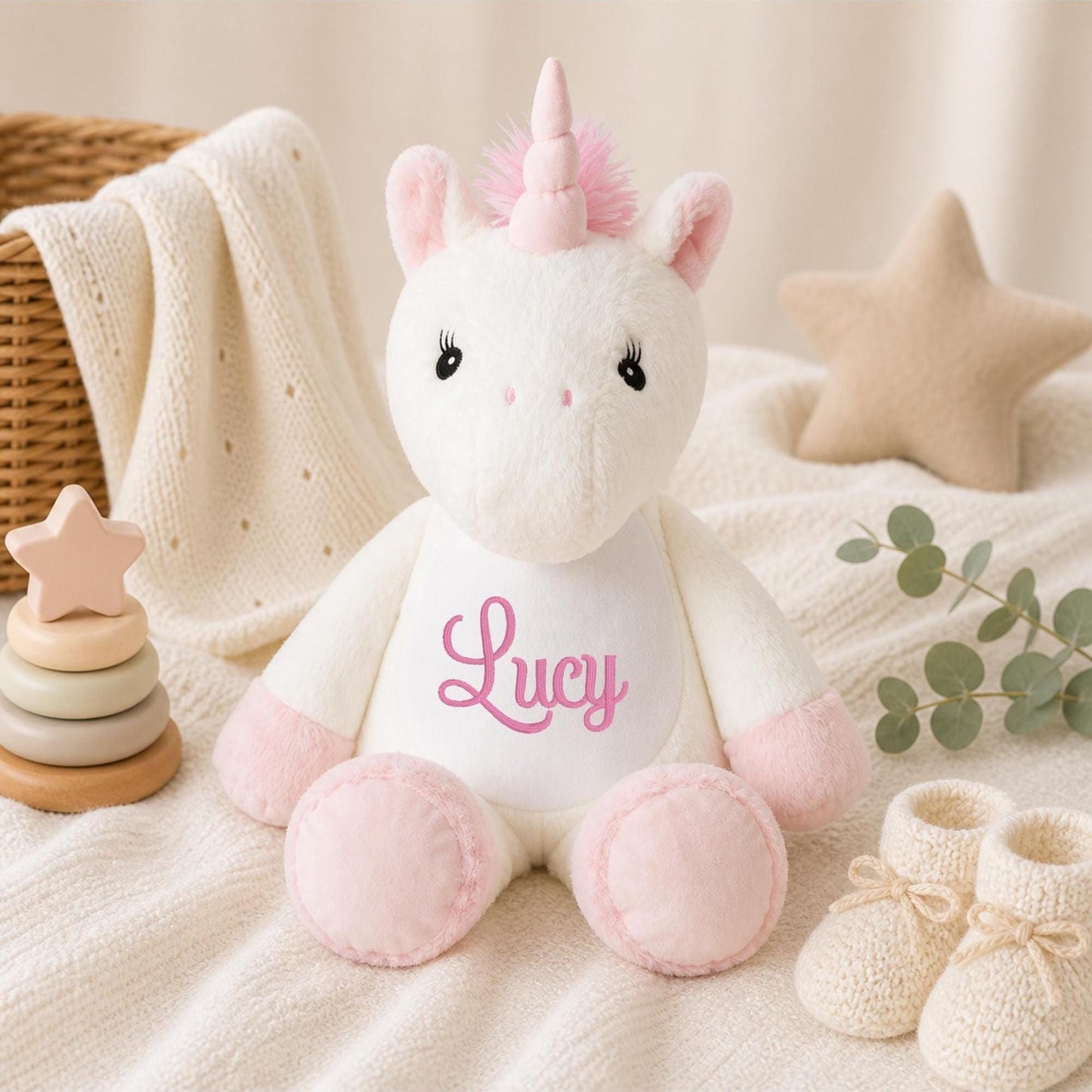 Personalised Embroidered Unicorn Teddy | Custom Baby Gift | Newborn Keepsake | Baby Shower Present