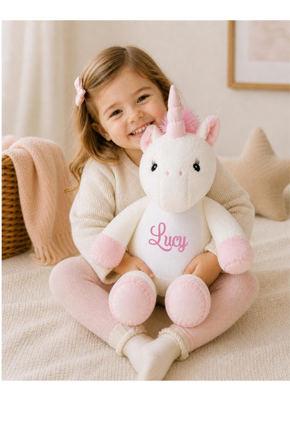 Personalised Embroidered Unicorn Teddy | Custom Baby Gift | Newborn Keepsake | Baby Shower Present