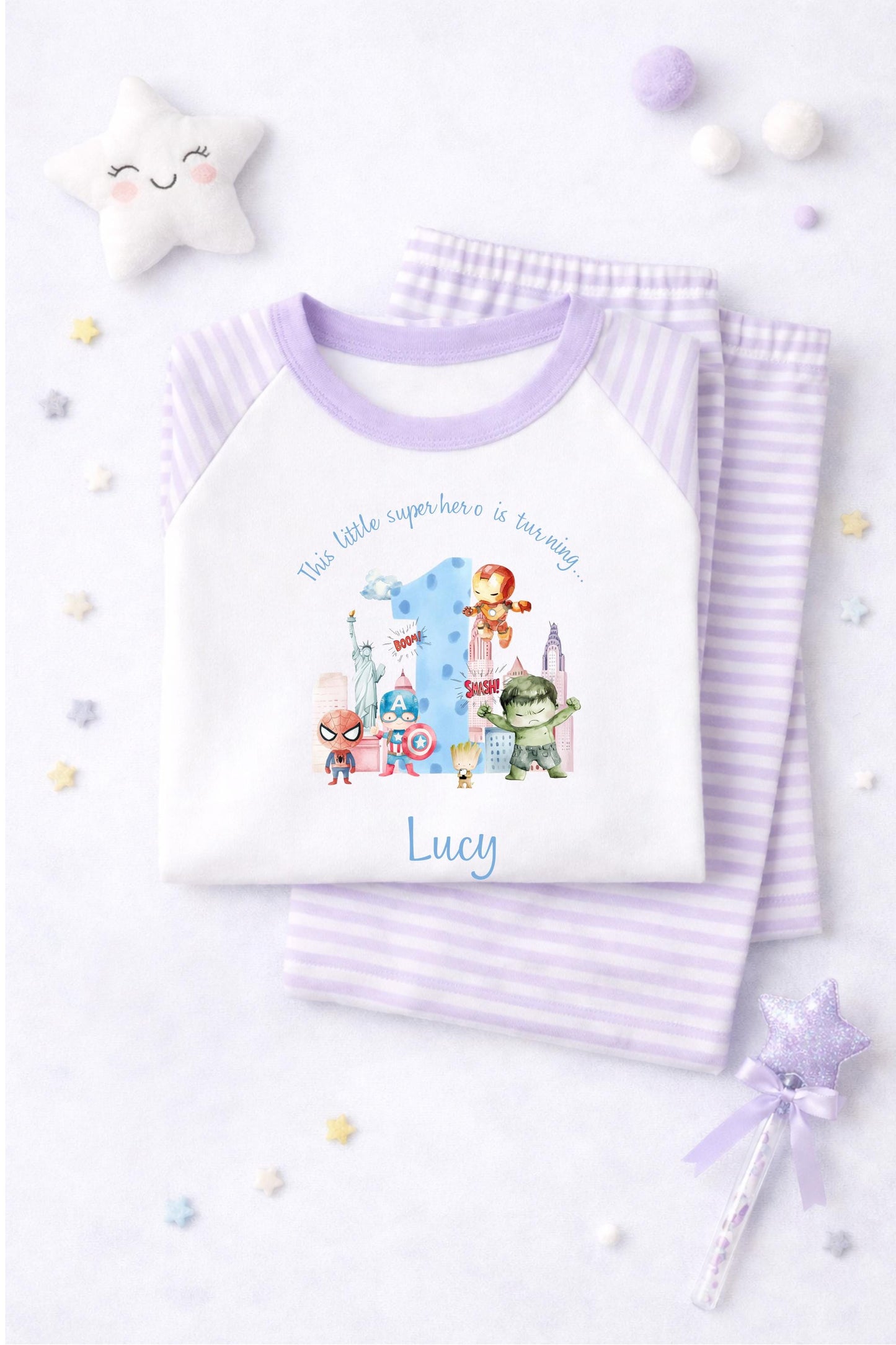 Personalised Superhero Pyjamas, When I wake up I will be one, two, three