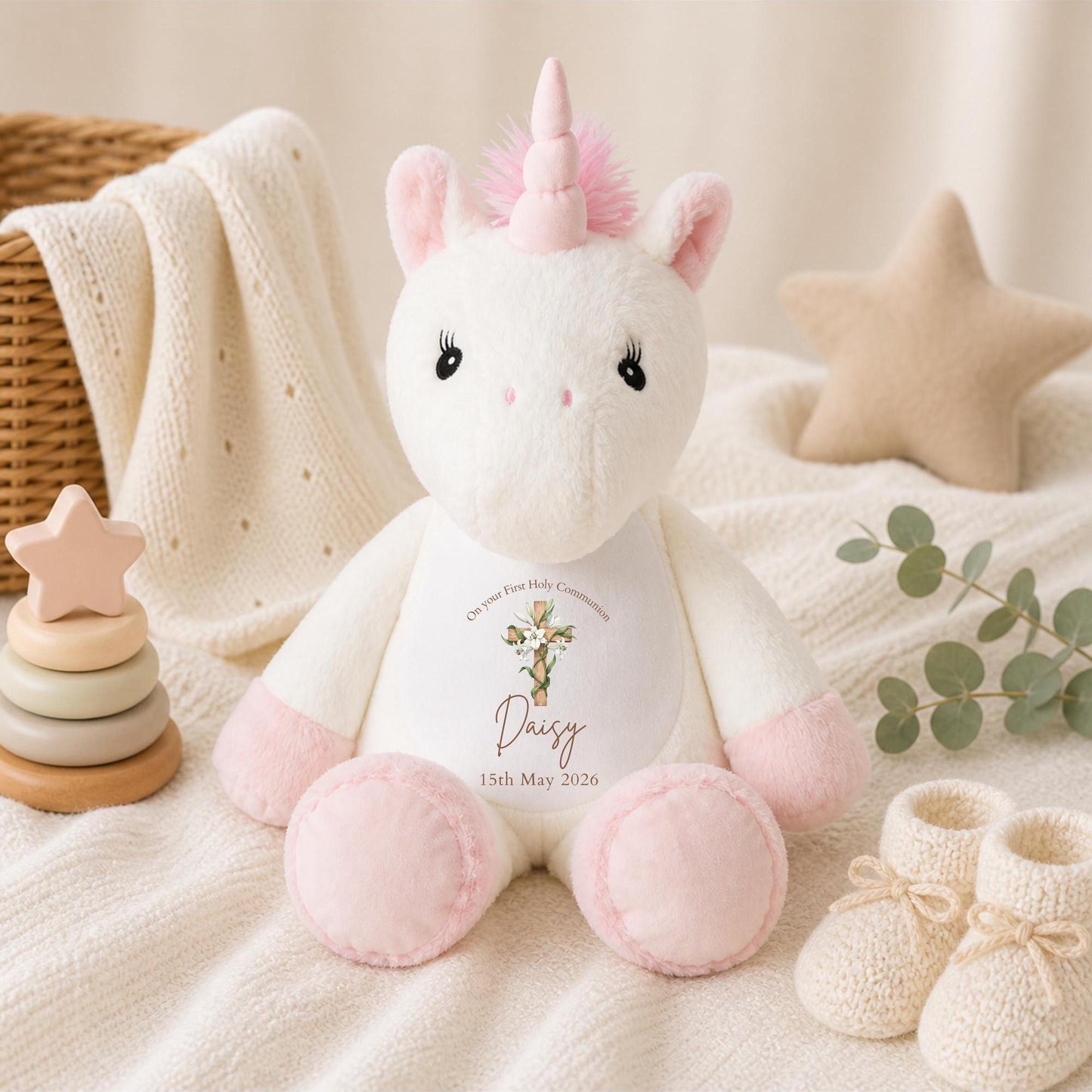 Personalised First Holy Communion Bunny | Communion Teddy Bear | Custom Name Plush Keepsake