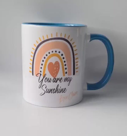 Personalised Rainbow Mug, You Are My Sunshine, Gifts For Her,