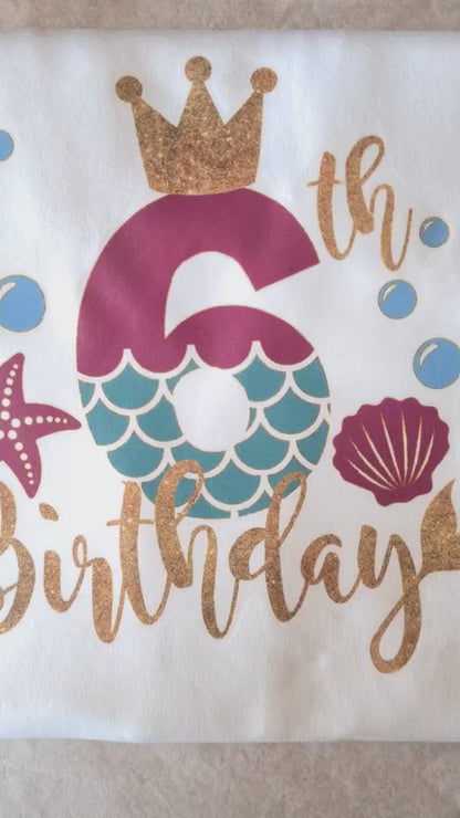 Mermaid Birthday T-Shirt / Mermaid Glitter Girls Birthday Shirt / Girls Birthday T-Shirt / Unique Birthday Gift