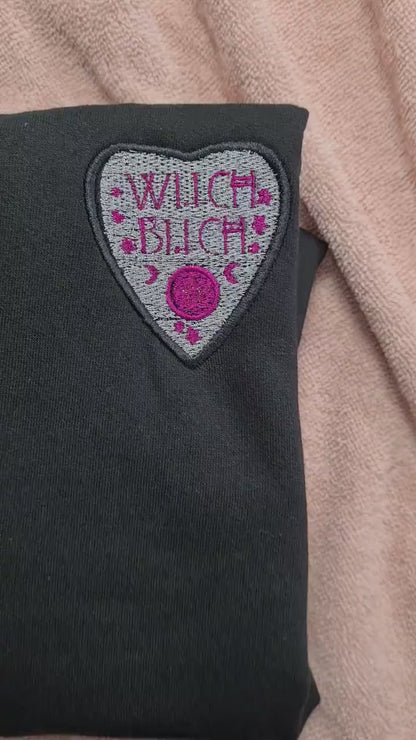Witch Bitch Planchette Sweatshirt / Embroidered Witchy Jumper / Nostalgic Unisex Jumper