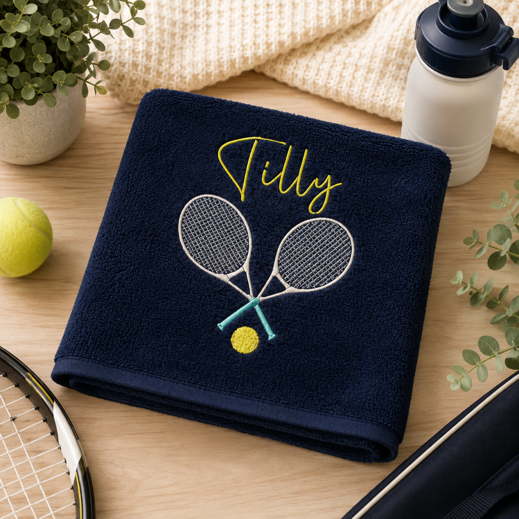 Personalised Embroidered Tennis Towel, Custom Name Gift