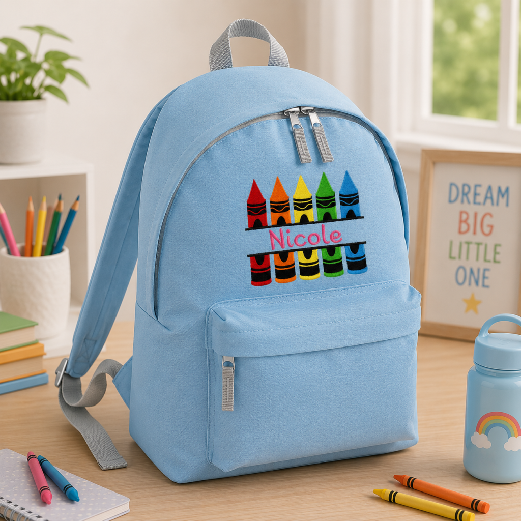 Personalised Crayon Embroidered Backpack