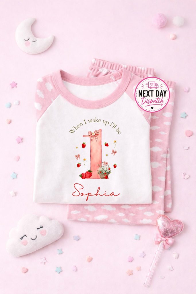 Strawberry birthday pyjamas