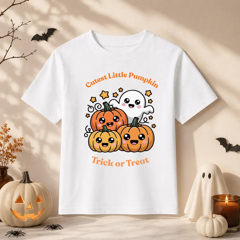 Cutest Little Pumpkin Kids Halloween T-Shirt