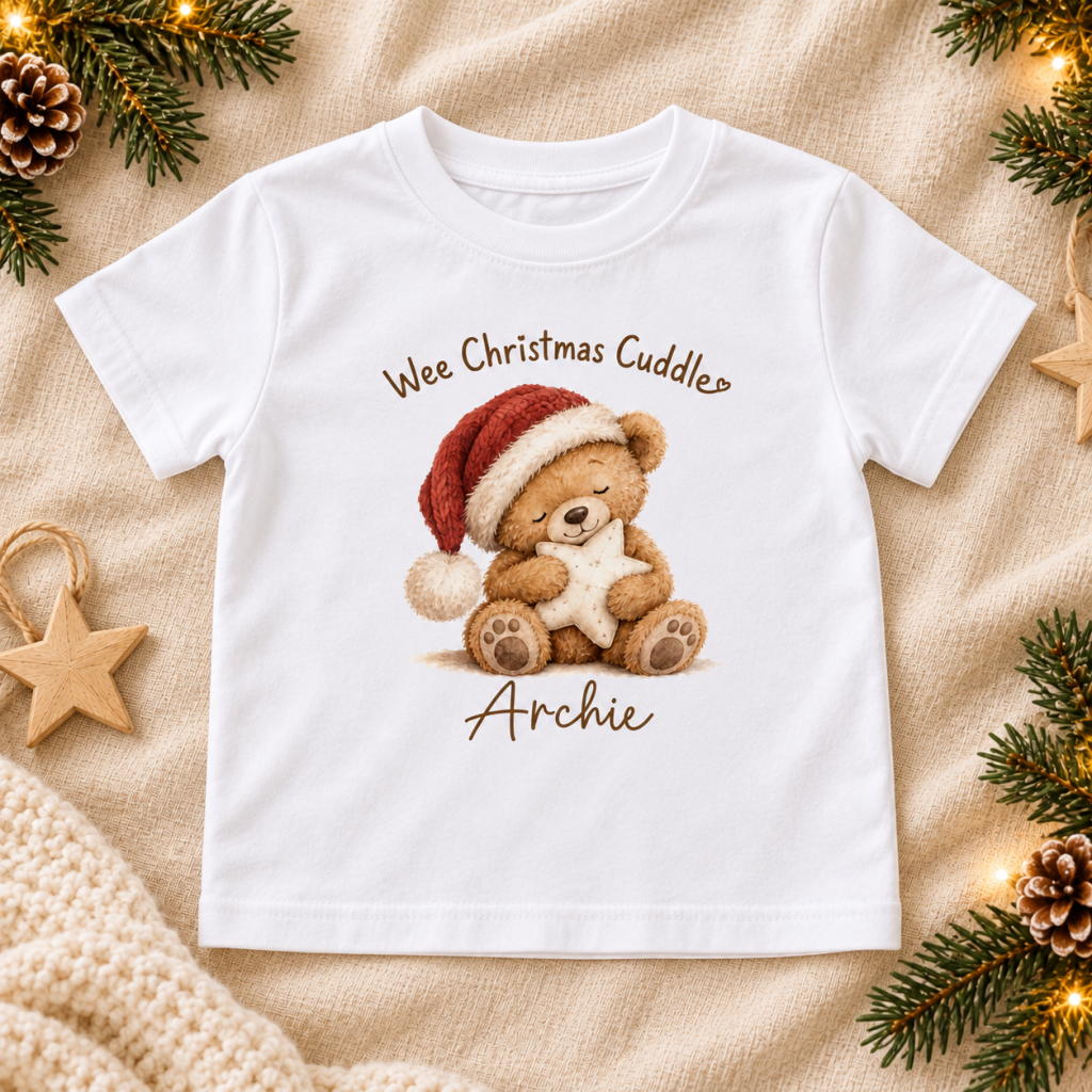 Personalised Wee Christmas Cuddle Kids T-Shirt