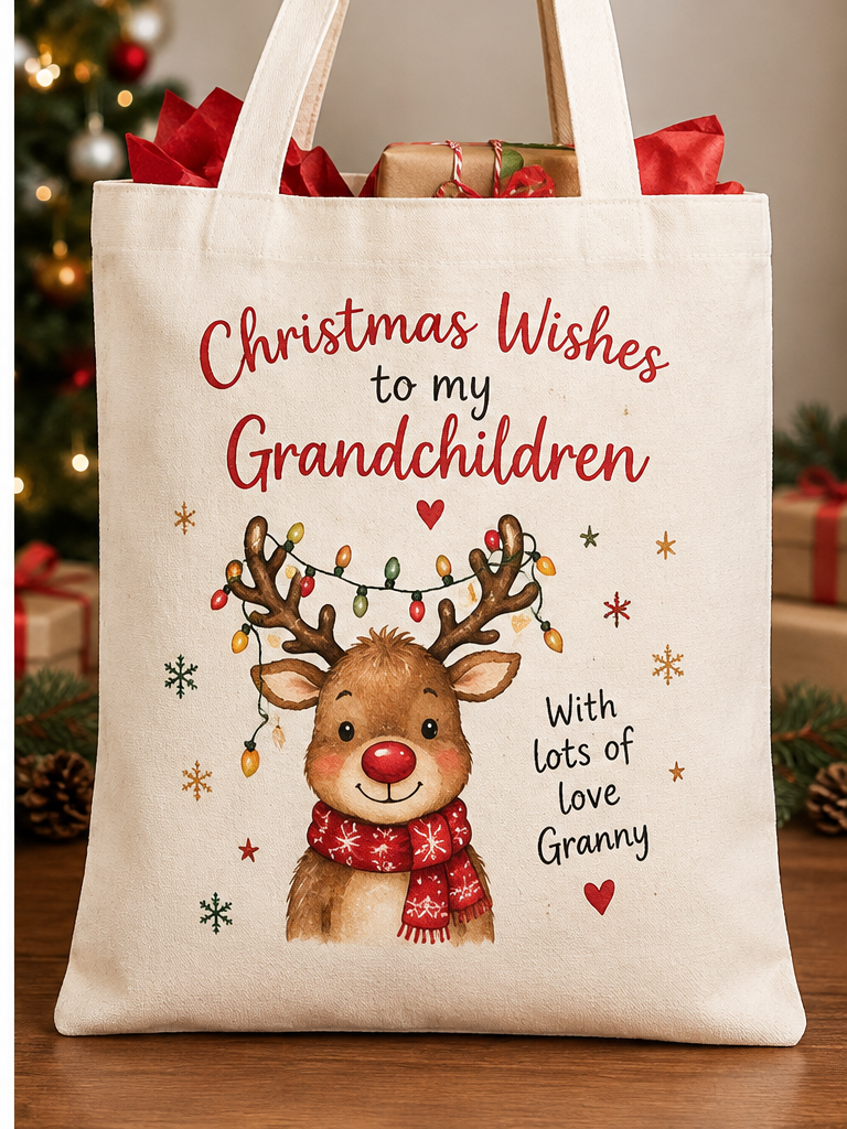 Christmas Reindeer Tote Bag – Gifts from Granny