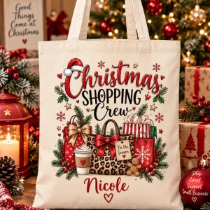 Personalised Christmas Shopping Tote Bag